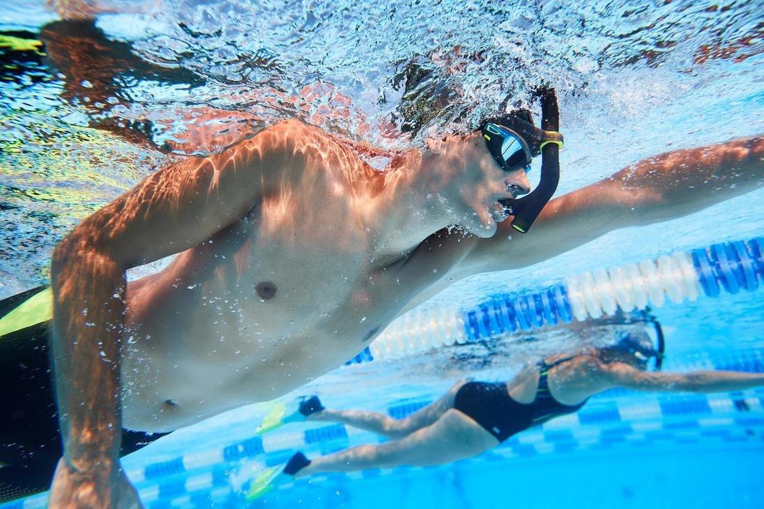 Centre-Mounted Swimming Snorkel, Black, No Color, large image number 7
