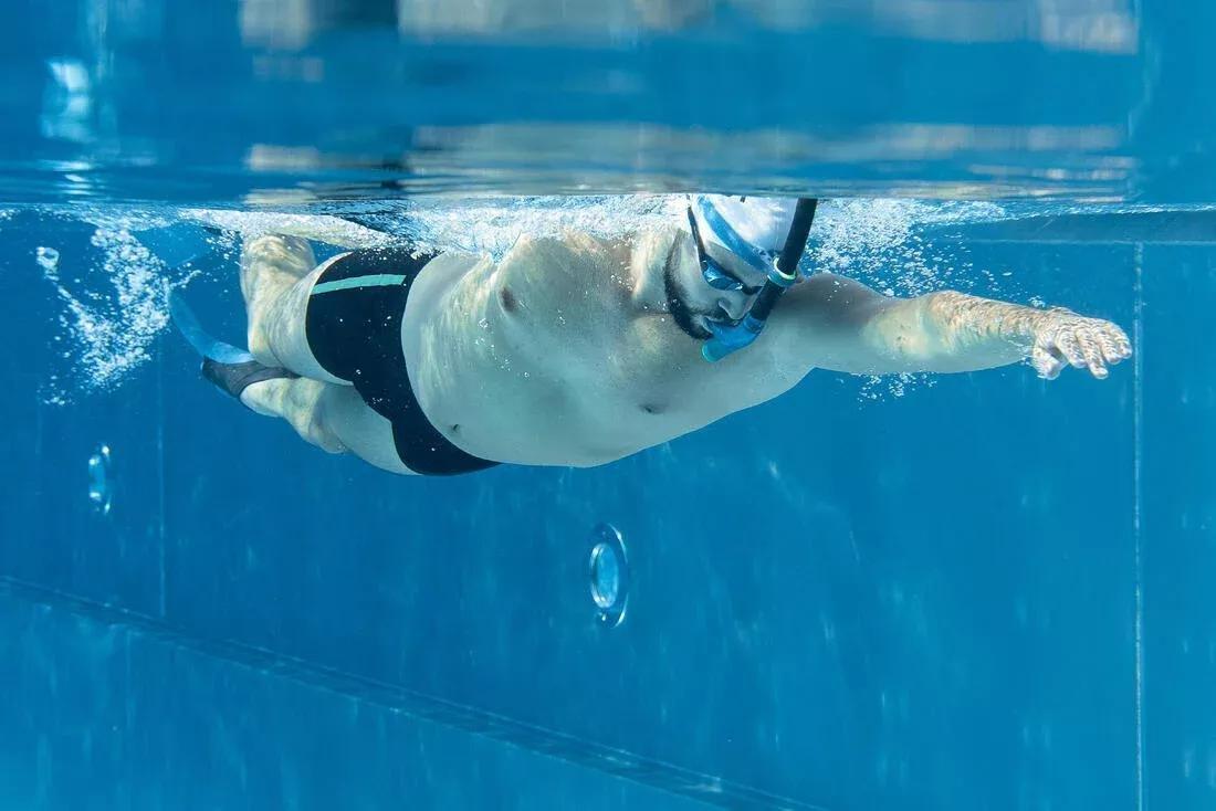 Centre-Mounted Swimming Snorkel, Black, No Color, large image number 8