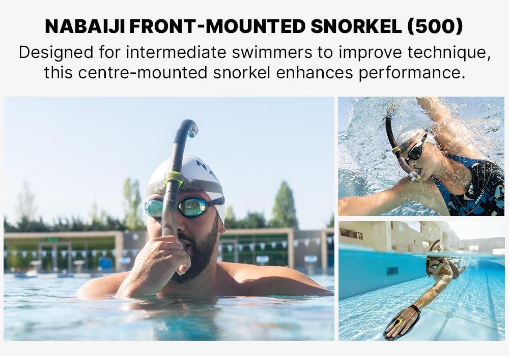 Centre-Mounted Swimming Snorkel, Black, No Color, large image number 12