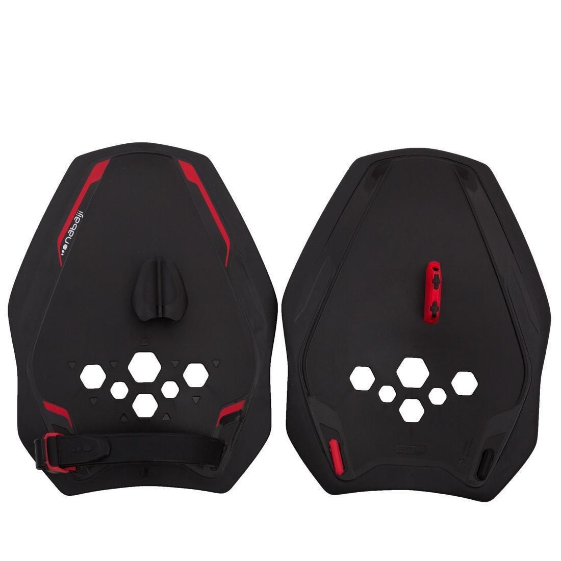 QUICK'IN 900 Swimming Paddles, Black Red, No Color, large image number 1