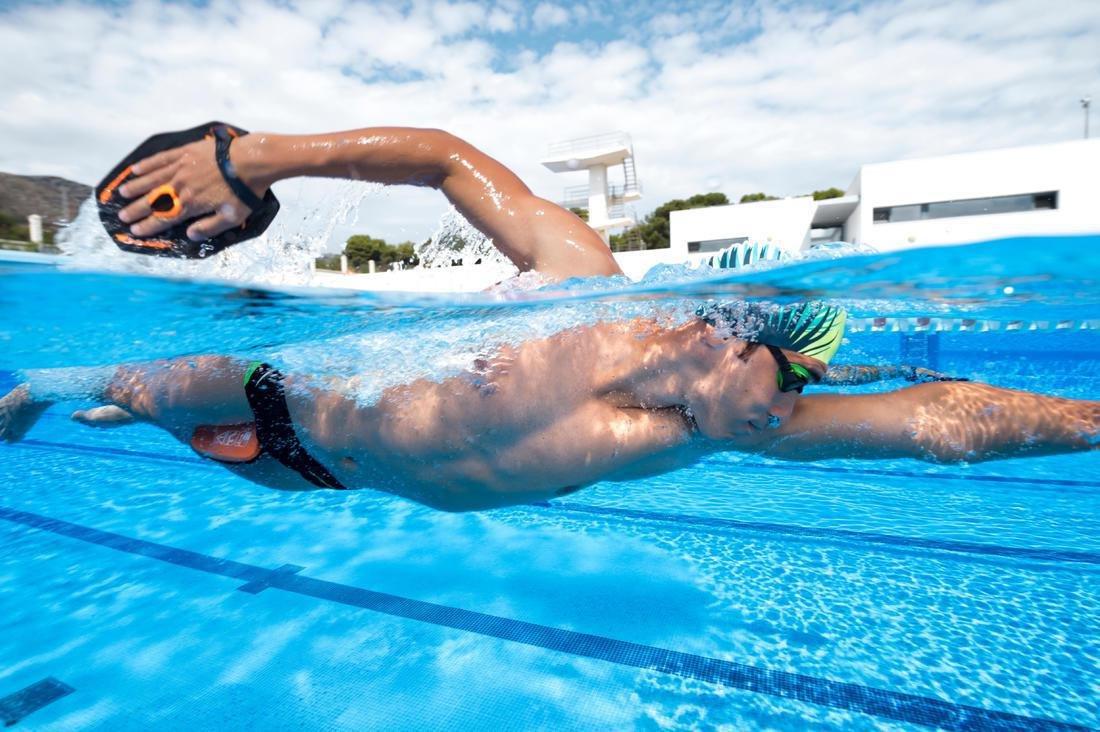 QUICK'IN 900 Swimming Paddles, Black Red, No Color, large image number 3