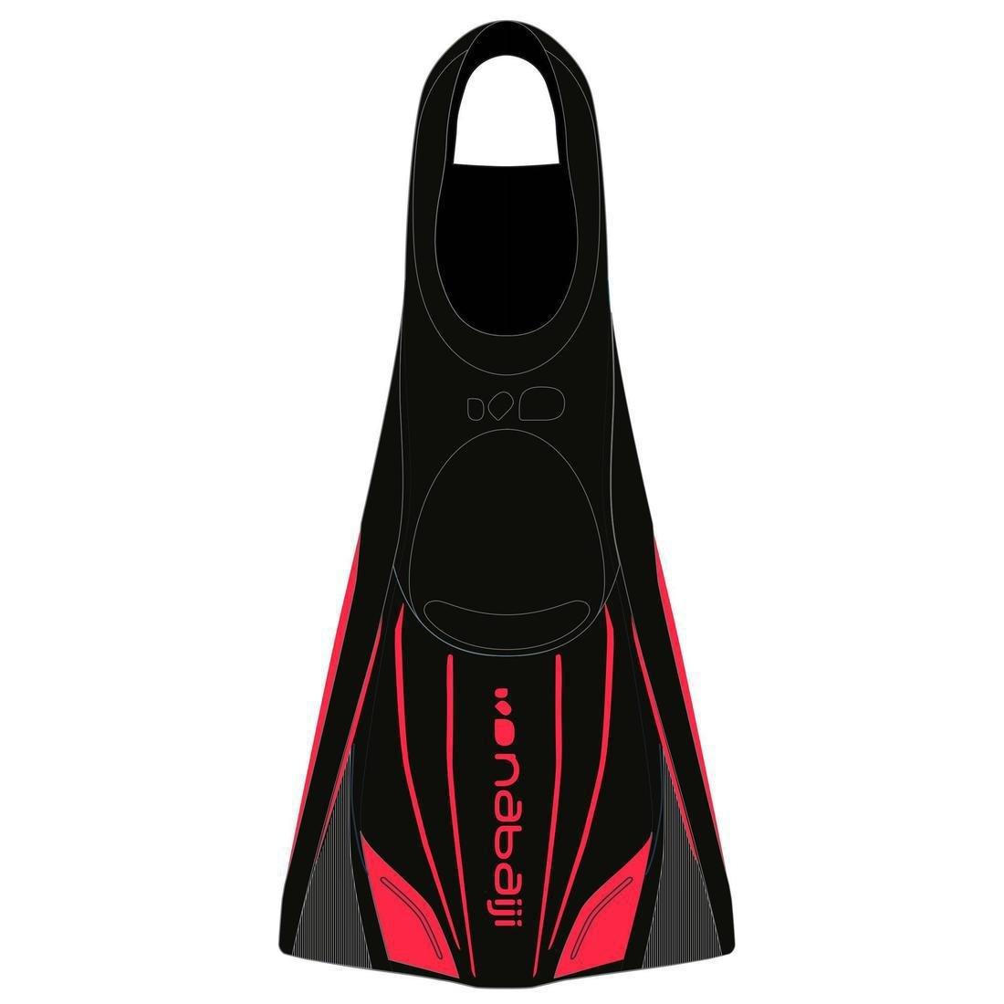 Topfins 900 Rigid Long Swimming Fins, Black Red, No Color, medium