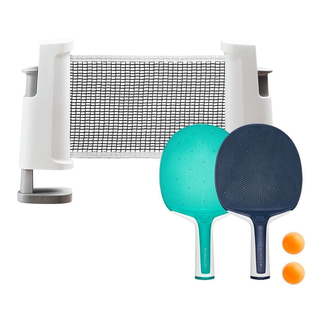 Table Tennis Set with Posts, Adjustable Rollnet, 2 Bats and 2 Balls, White/Grey, No Color, medium