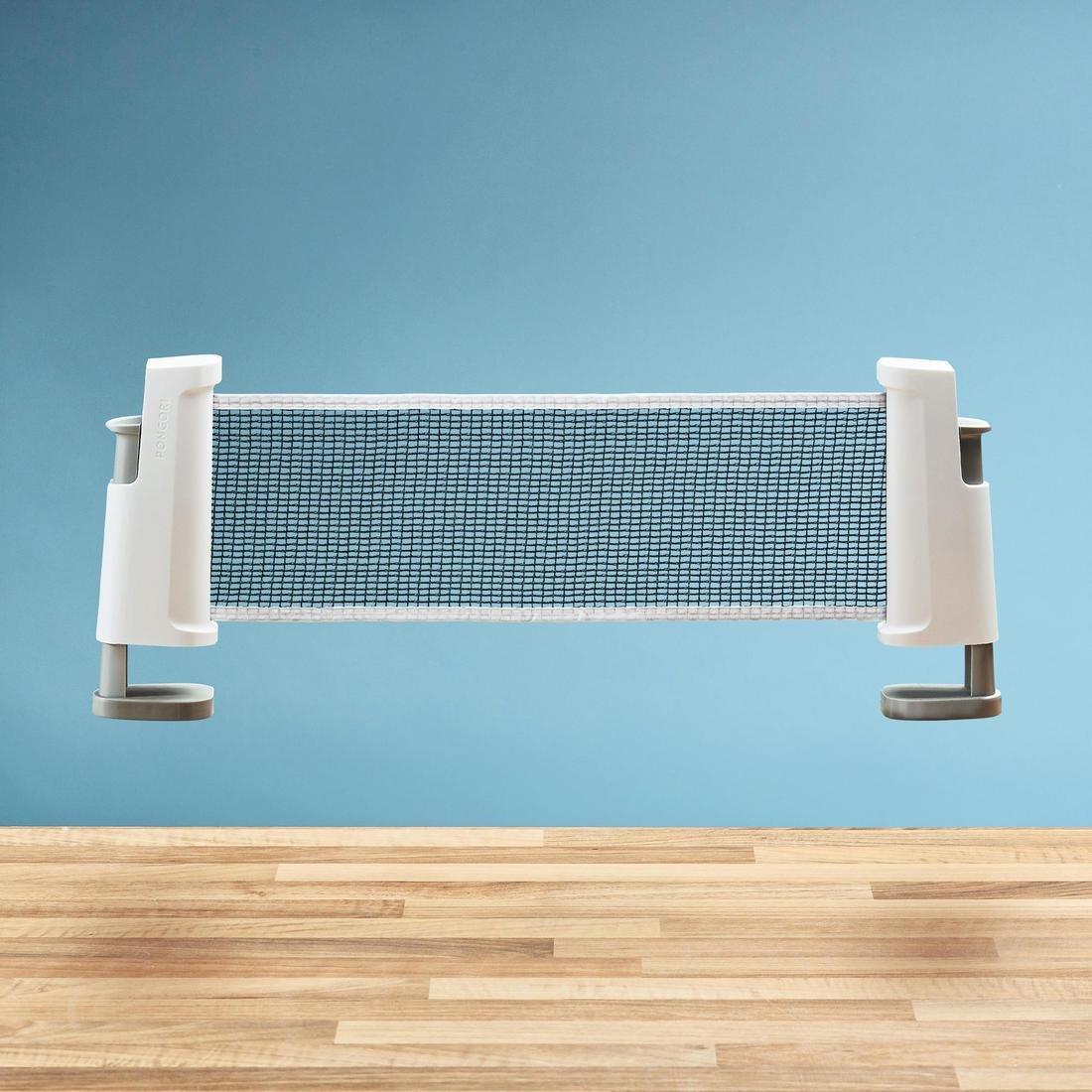 Table Tennis Set with Posts, Adjustable Rollnet, 2 Bats and 2 Balls, White/Grey, No Color, medium