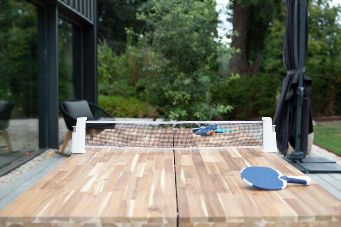 Table Tennis Set with Posts, Adjustable Rollnet, 2 Bats and 2 Balls, White/Grey, No Color, medium