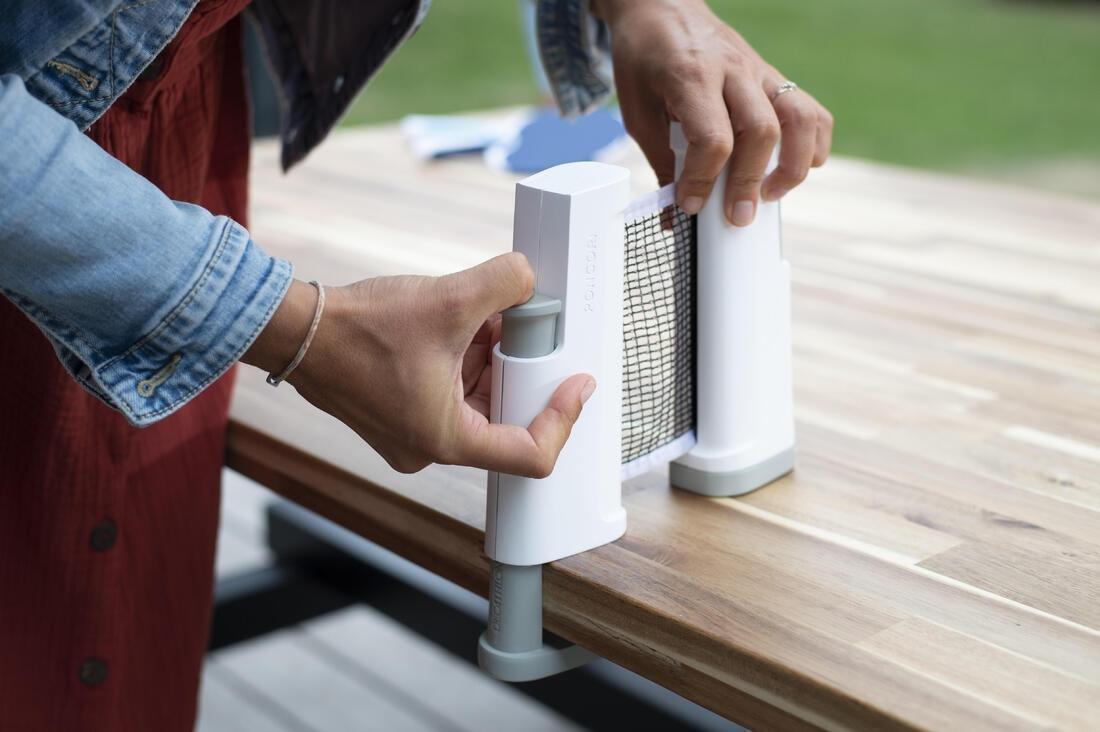 Table Tennis Set with Posts, Adjustable Rollnet, 2 Bats and 2 Balls, White/Grey, No Color, medium