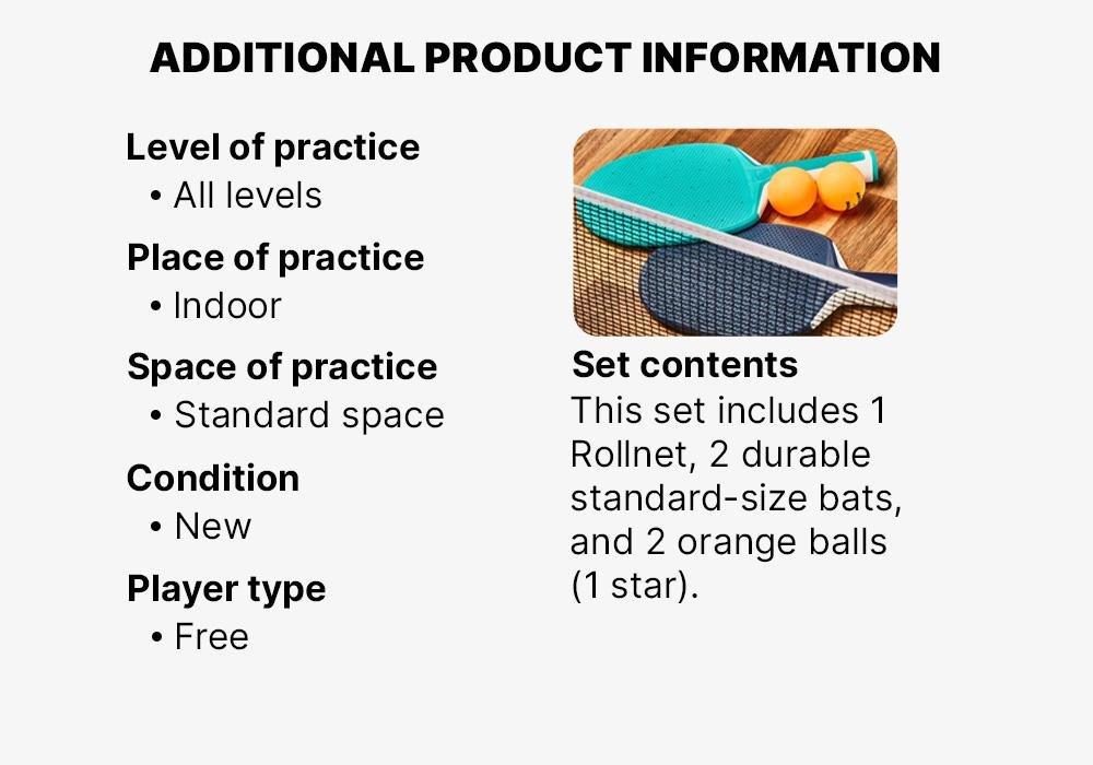 Table Tennis Set with Posts, Adjustable Rollnet, 2 Bats and 2 Balls, White/Grey, No Color, large image number 16
