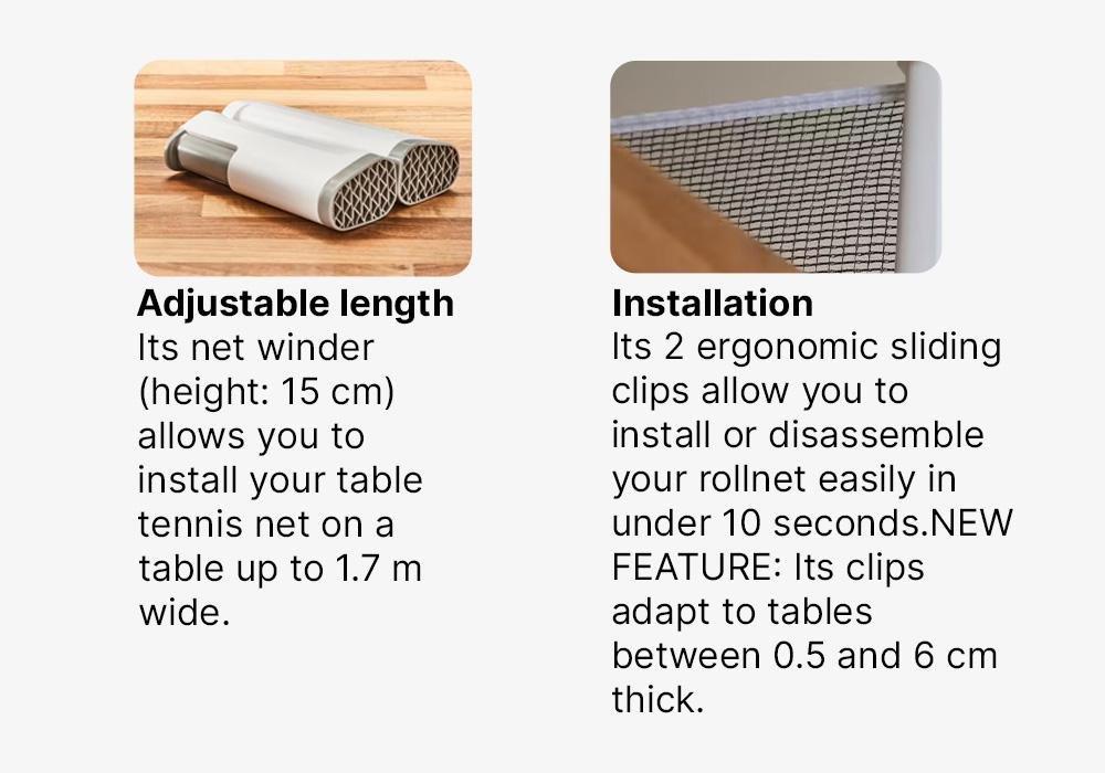 Table Tennis Set with Posts, Adjustable Rollnet, 2 Bats and 2 Balls, White/Grey, No Color, medium