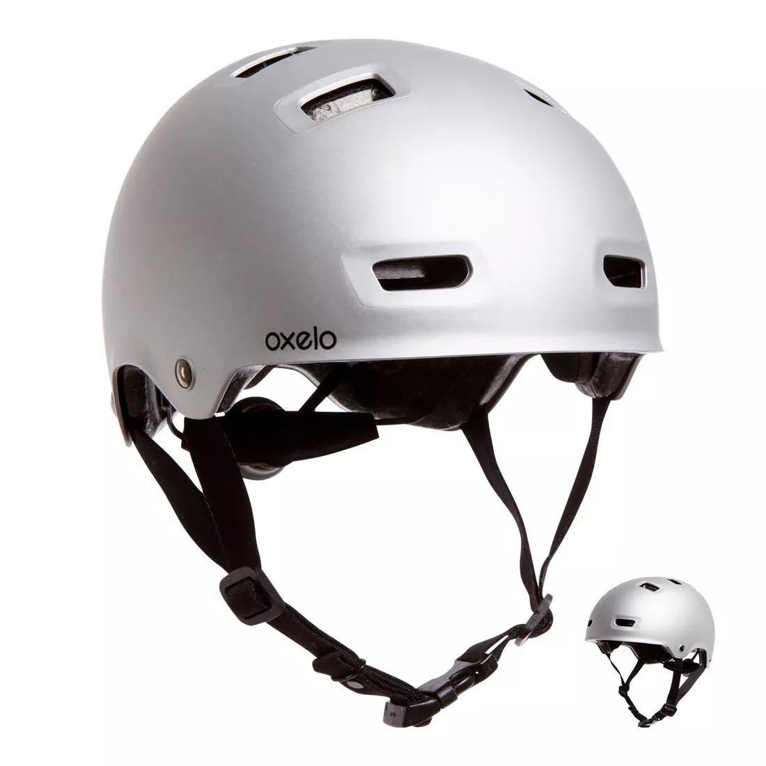 OXELO - MF500 Skating Skateboarding Scootering Helmet, Grey