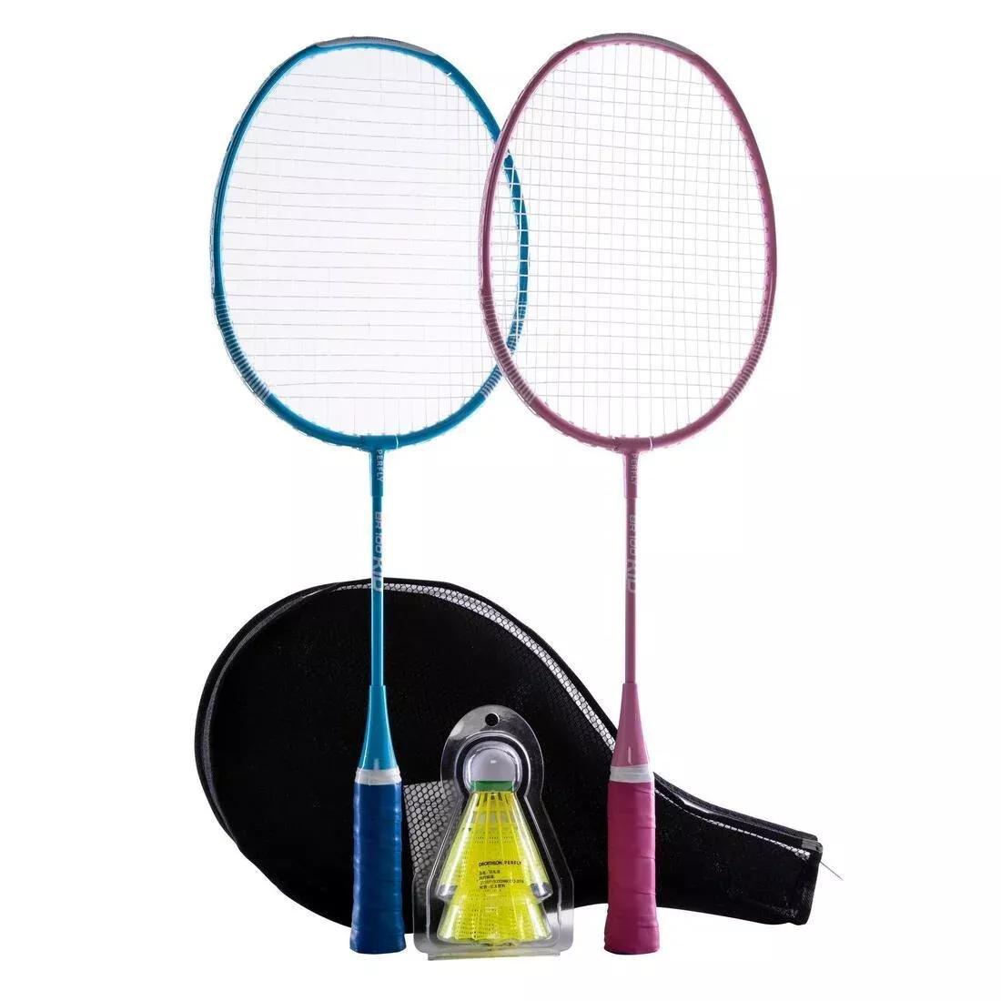 Kid Badminton Racket Set Starter Blue Pink, No Color, large image number 0