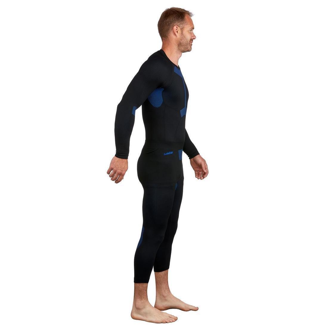 BLACK Men's soft and seamless thermal ski bottom base layer - BL 500 - Black / Blue, , large image number 3
