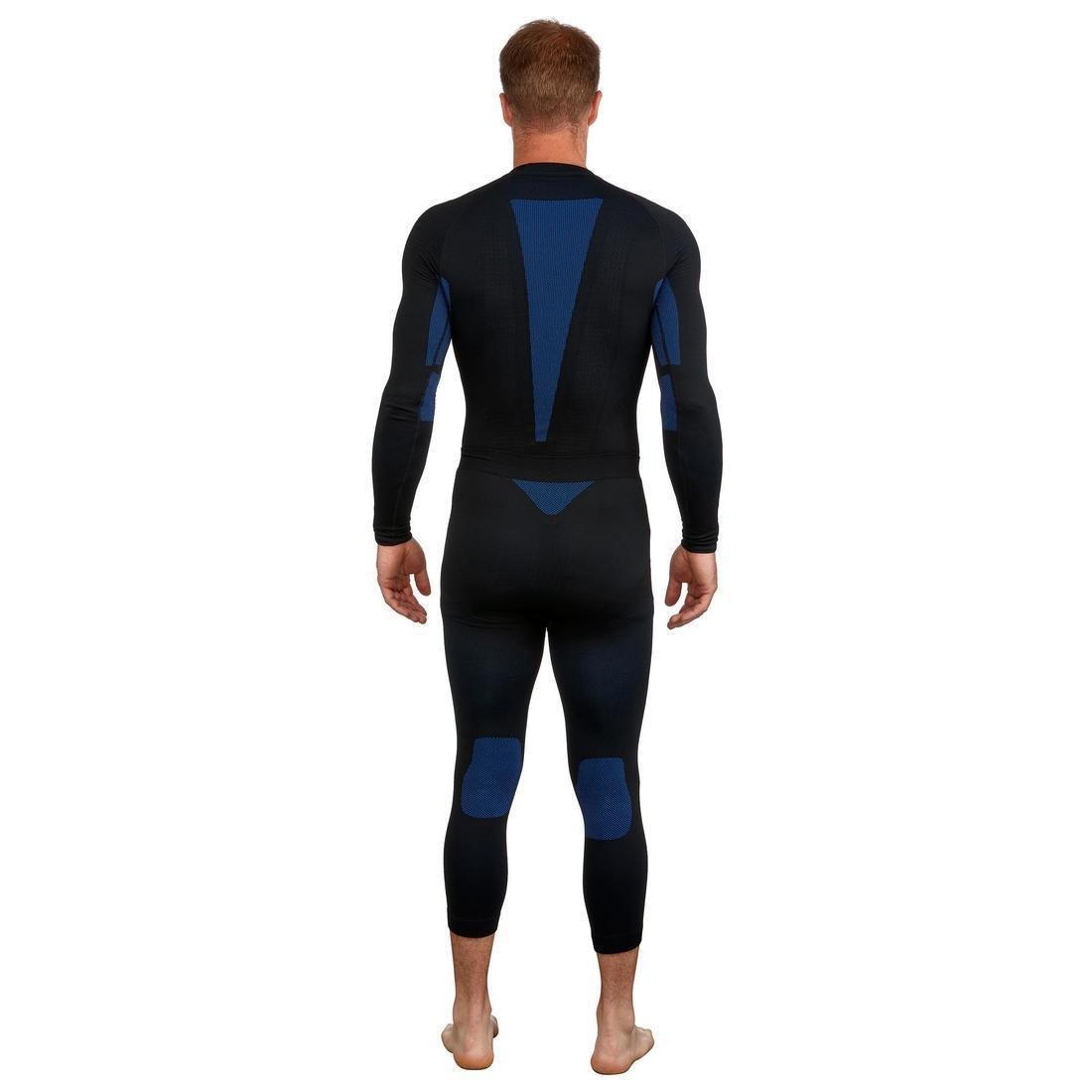 BLACK Men's soft and seamless thermal ski bottom base layer - BL 500 - Black / Blue, , large image number 4