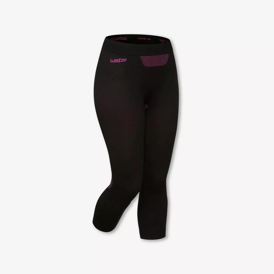 FUCHSIA PINK Women's soft and seamless ski bottom base layer - BL 500 - Black / Purple, , large image number 0