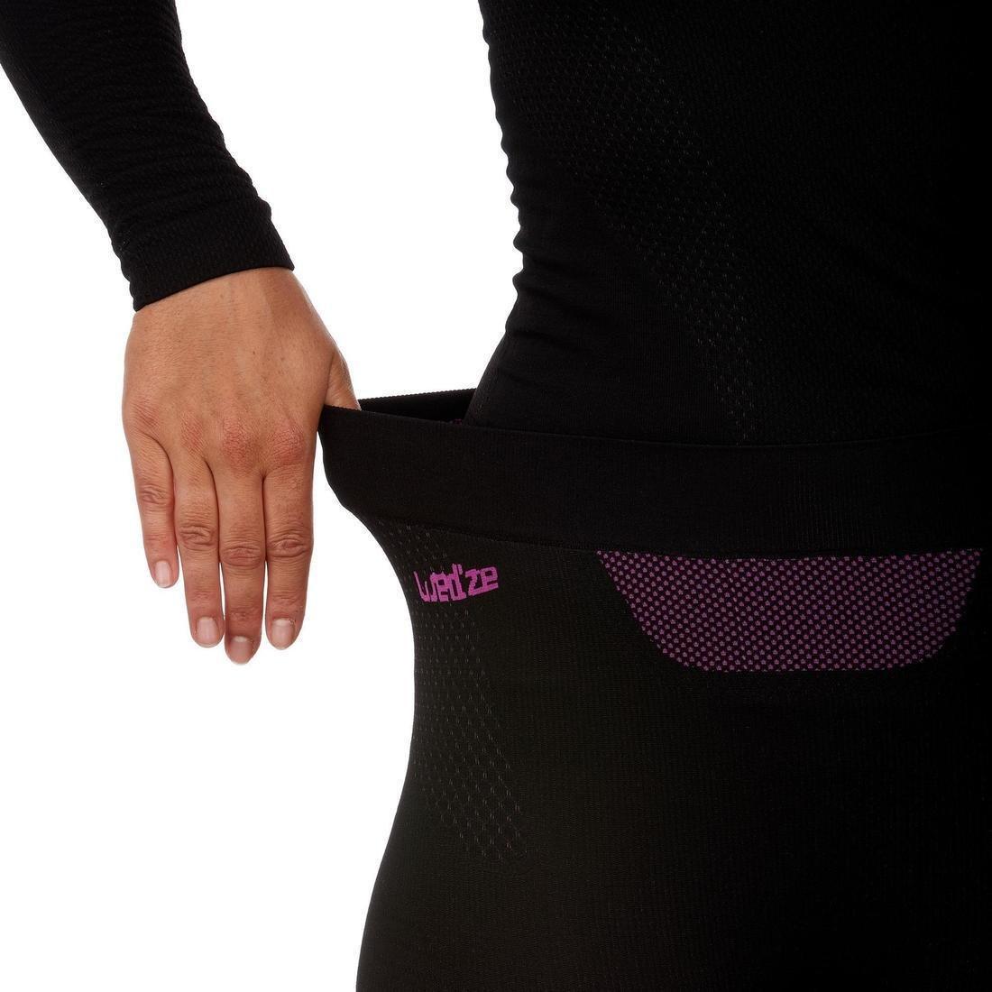 FUCHSIA PINK Women's soft and seamless ski bottom base layer - BL 500 - Black / Purple, , large image number 5