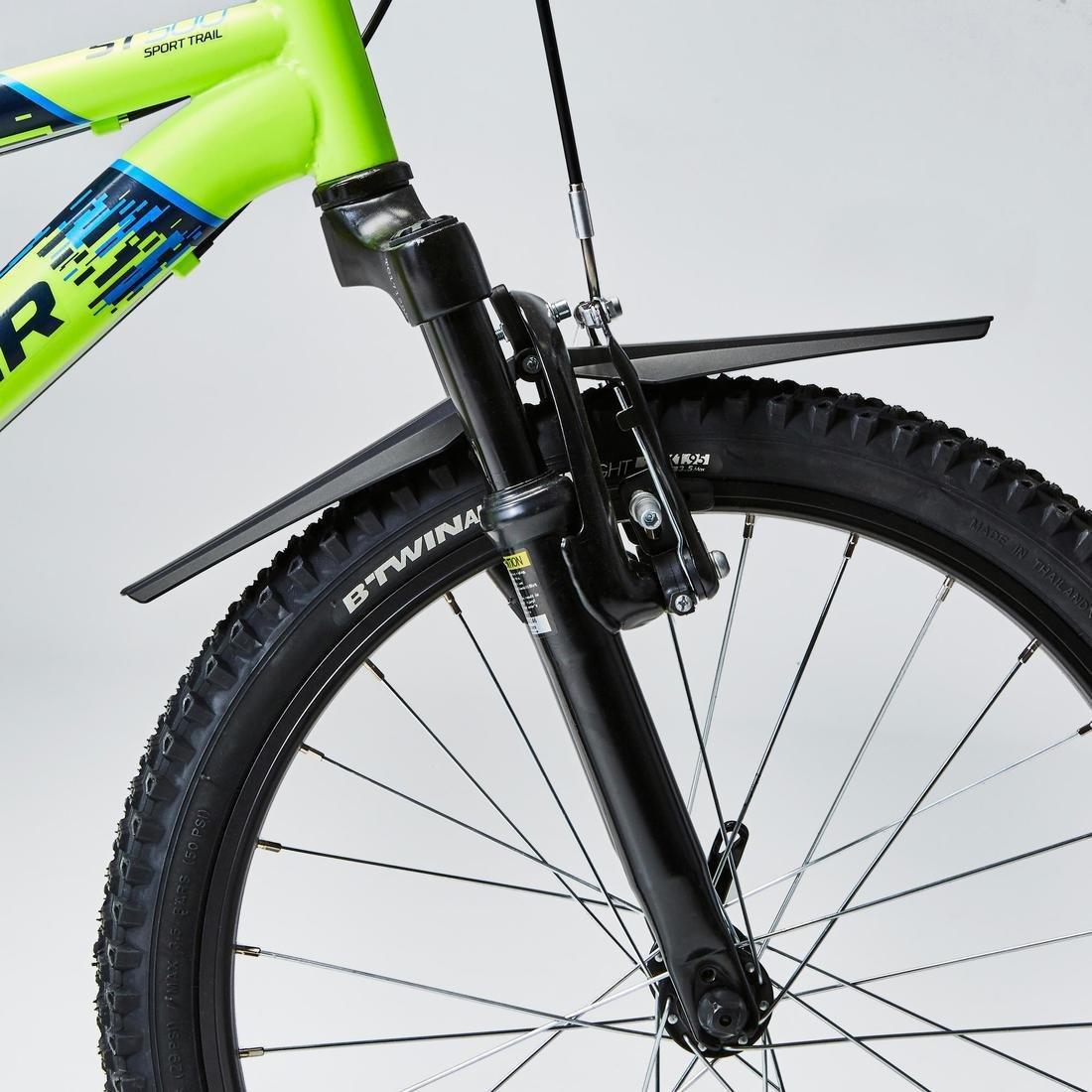 Kids Mountain Bike Mudguard, Black, No Color, large image number 1