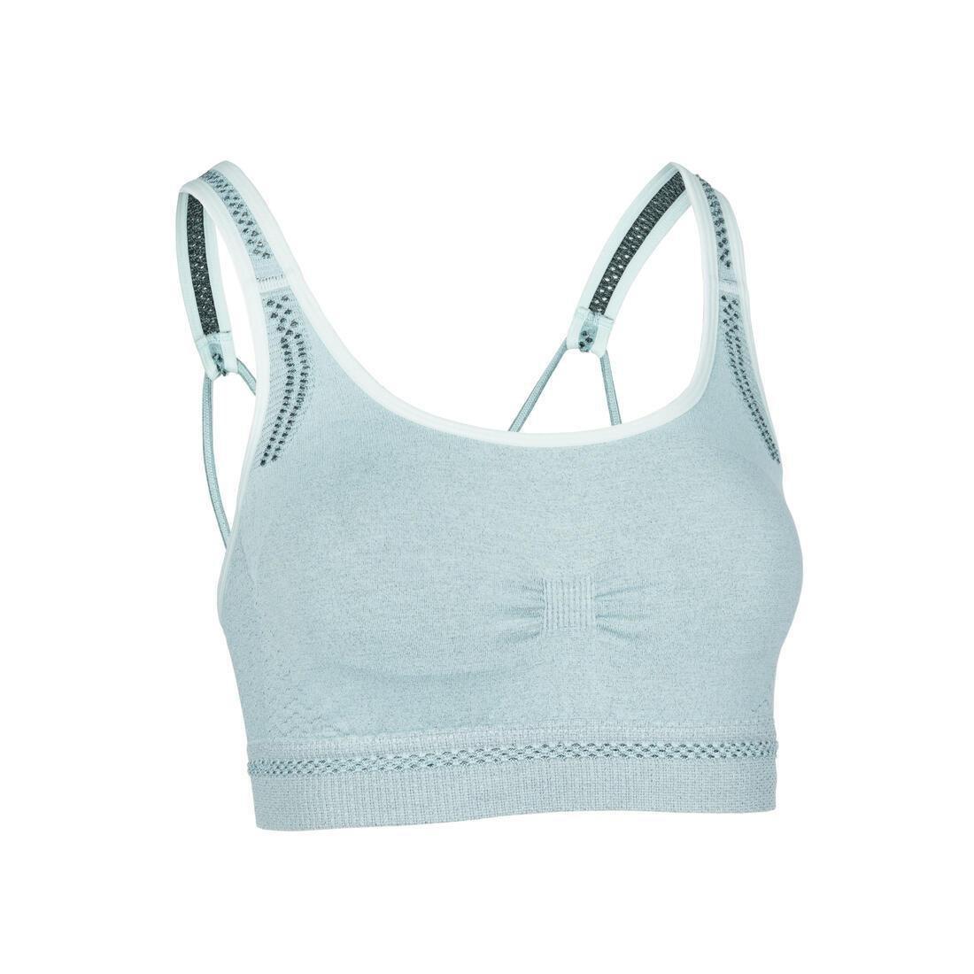 Seamless Gentle Yoga Sports Bra, Black, No Color, medium