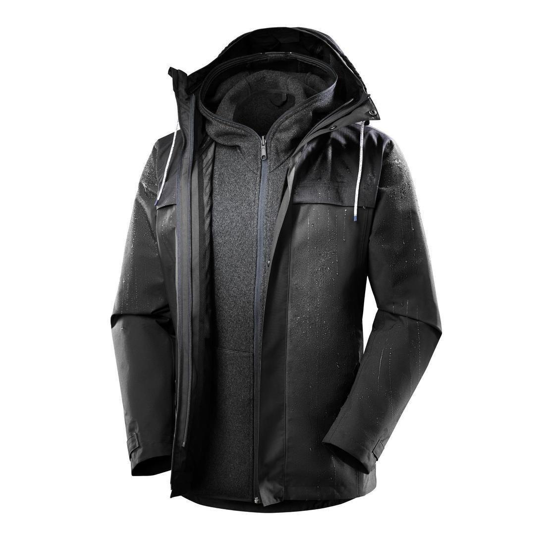 Men's  Travel Trekking 3 In 1 Jacket Travel 100, Carbon Grey, , large image number 2