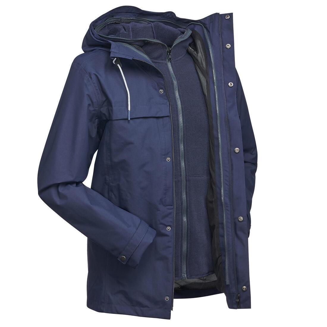 Men's  Travel Trekking 3 In 1 Jacket Travel 100, Carbon Grey, , large image number 9
