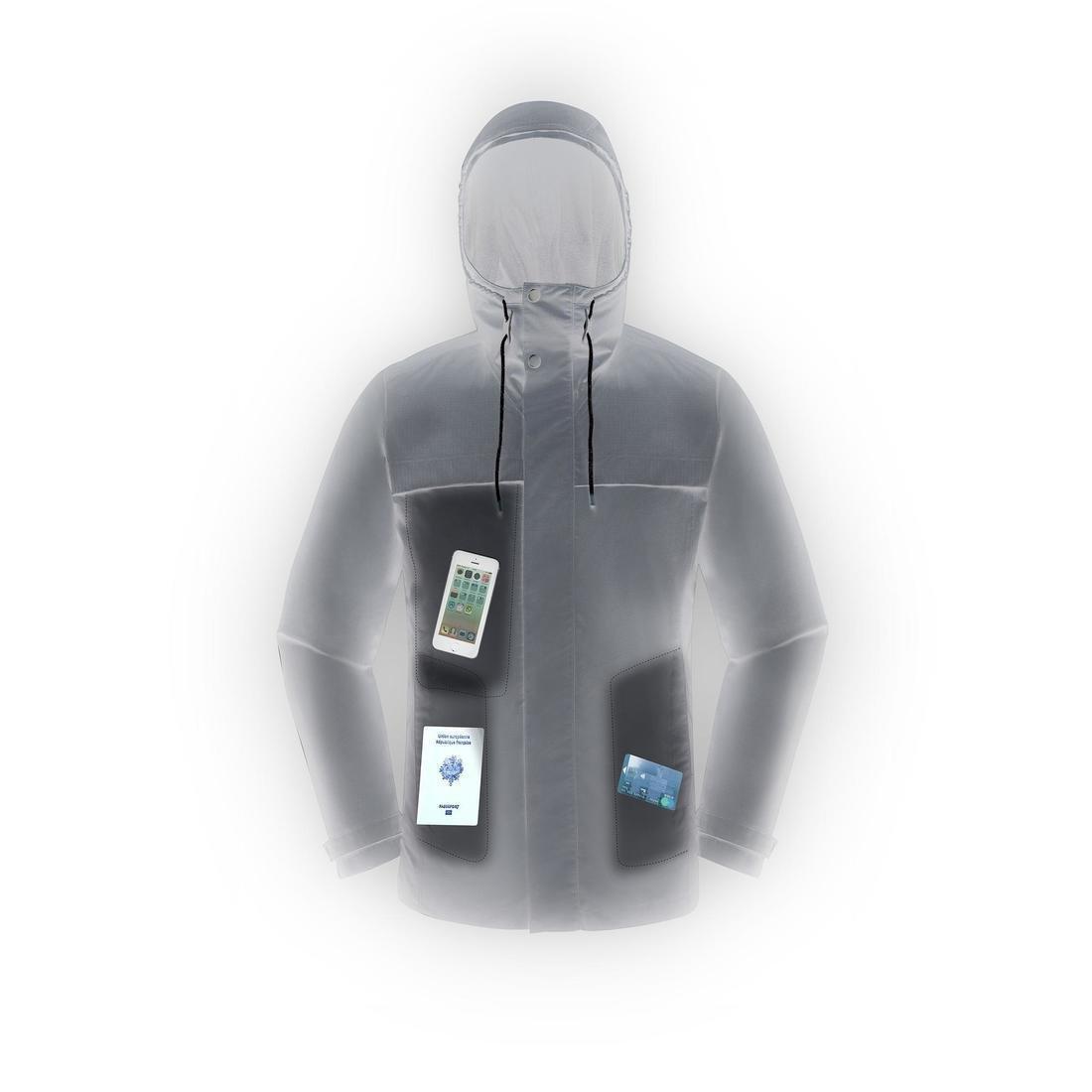 Men's  Travel Trekking 3 In 1 Jacket Travel 100, Carbon Grey, No Color, large image number 10