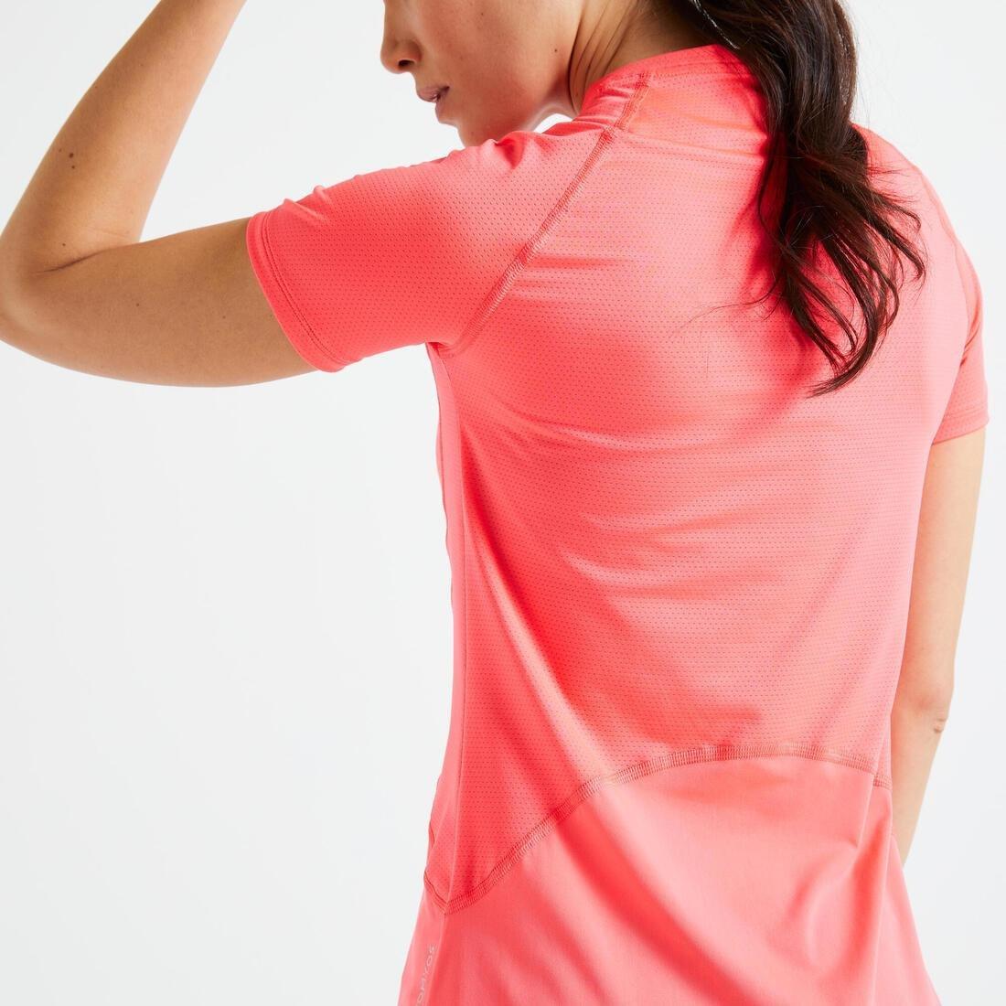 Womens' Close-Fitting Fitness T-Shirt, Fluo Coral Pink, No Color, large image number 13
