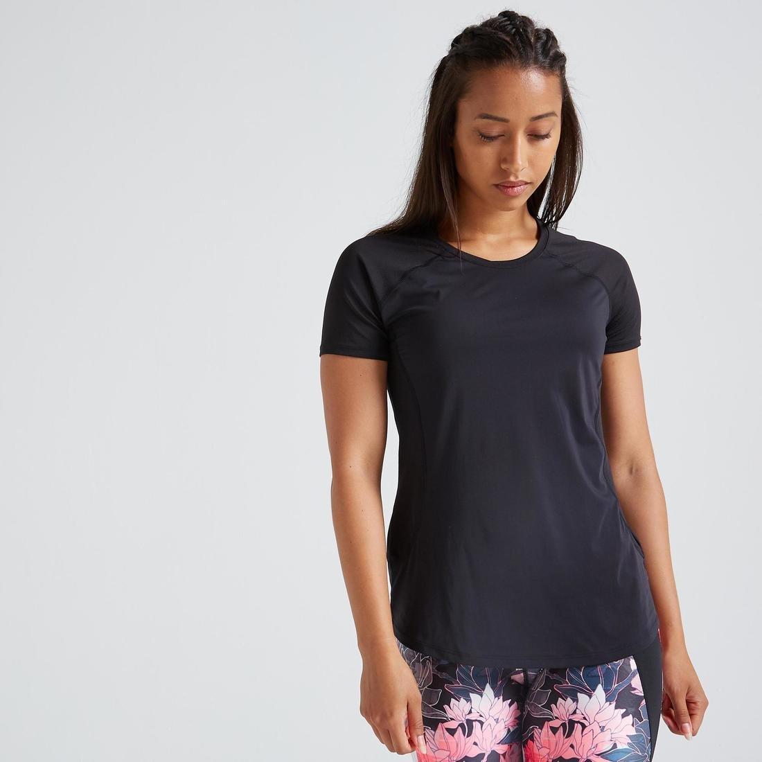 Womens' Close-Fitting Fitness T-Shirt, Fluo Coral Pink, No Color, large image number 14