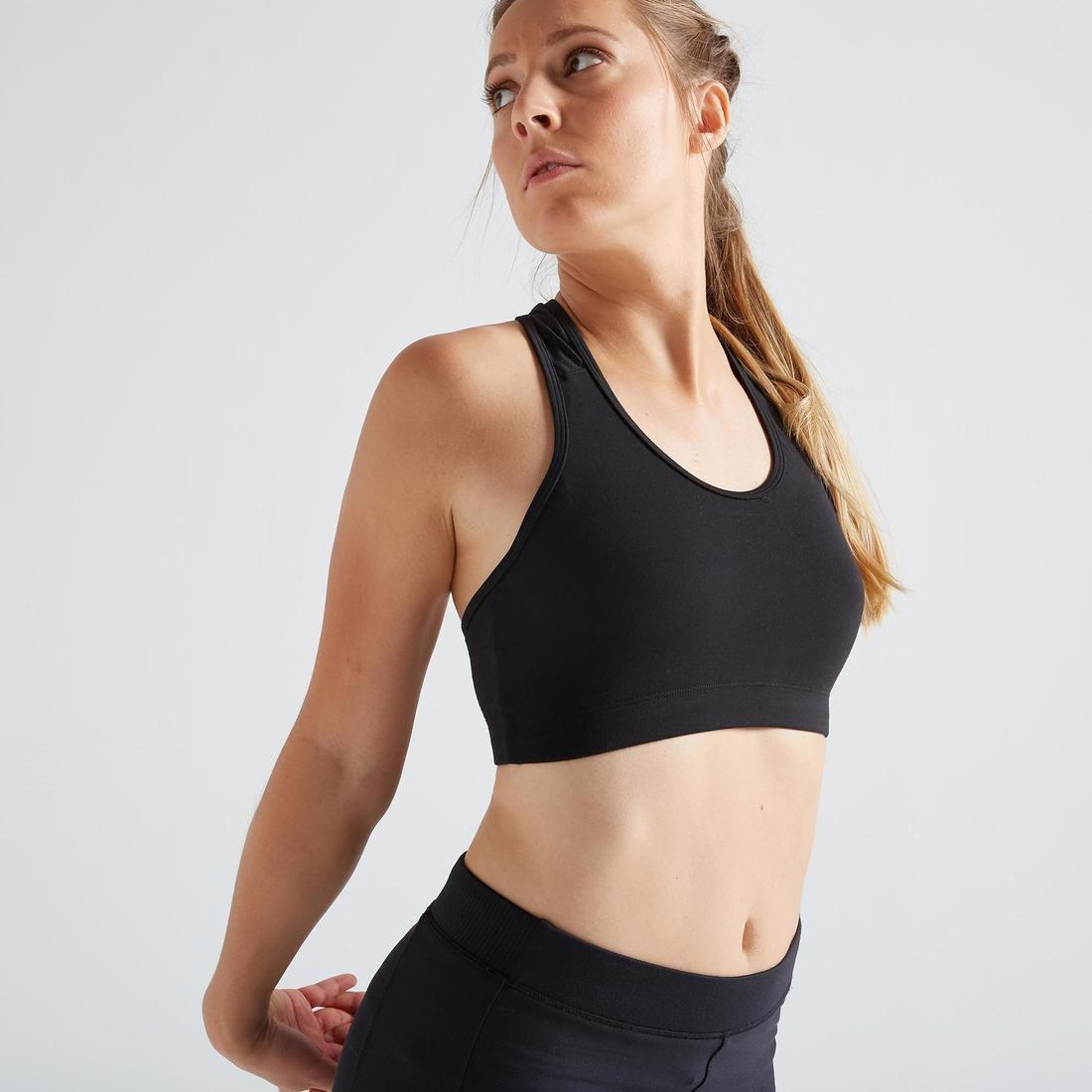 Light Support Fitness Sports Bra - 100, Grey, No Color, large image number 4