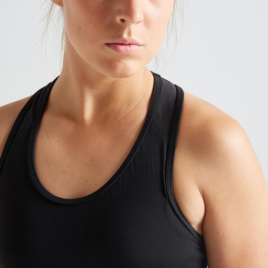 Light Support Fitness Sports Bra - 100, Grey, No Color, large image number 6