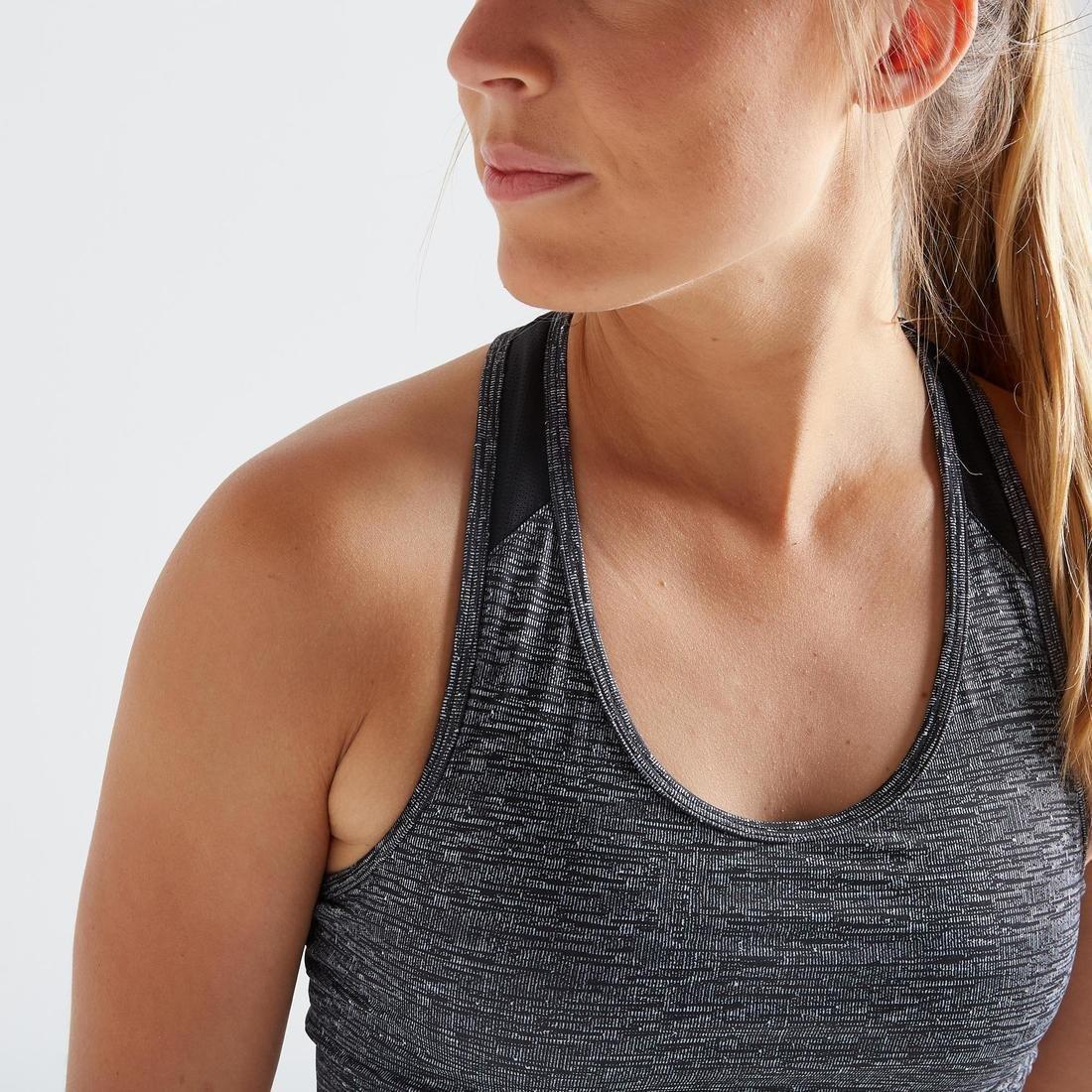 Light Support Fitness Sports Bra - 100, Grey, No Color, large image number 13
