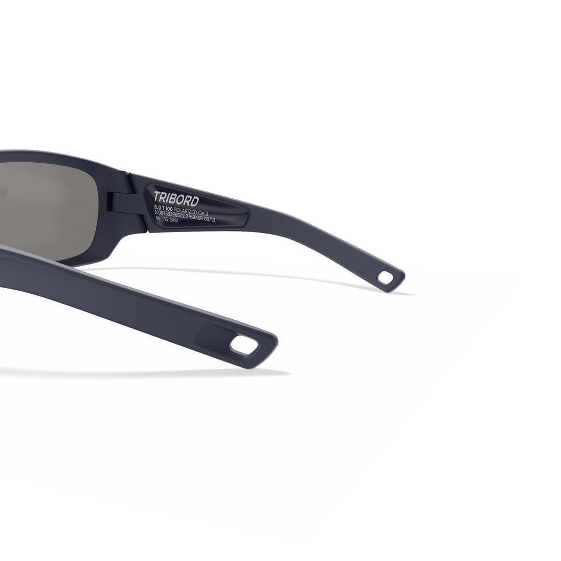 NAVY BLUE Kids' Sailing Floating Polarised Sunglasses Sailing 100 - Dark Blue, No Color, large image number 4