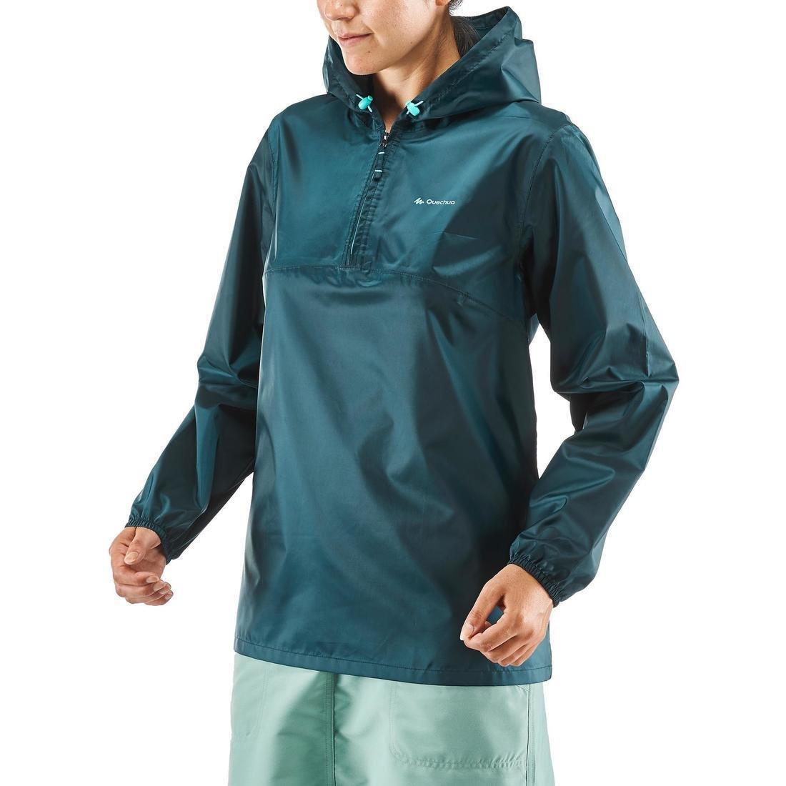 QUECHUA - Nh100 Country Walking Raincoat, Dark Petrol Blue