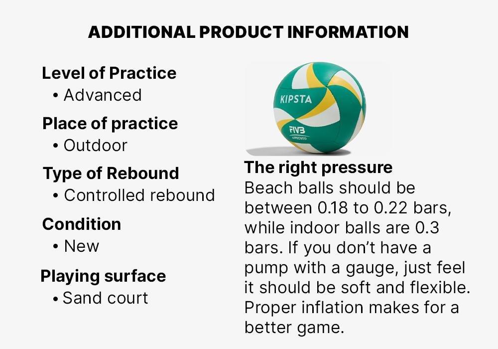 Beach Volleyball BVB900 FIVB, Green/Yellow, No Color, medium