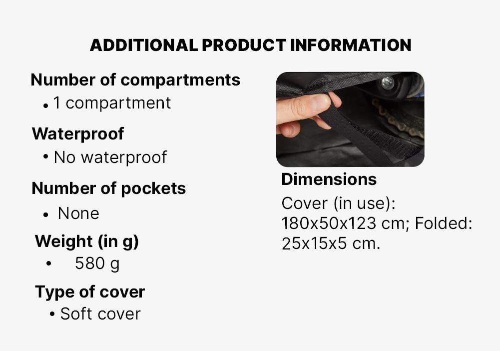 Protective Bike Cover, 1 Bike, Black, No Color, large image number 11