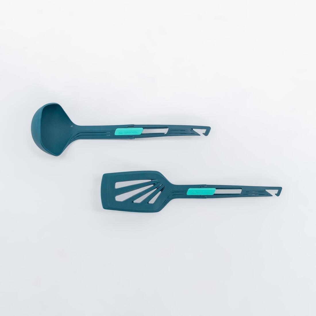 Kitchen Set MH500 (Spatula, Ladle, Tea Towel, Chopping Board) For Hiking Camp, Light Petrol Blue, No Color, large image number 3