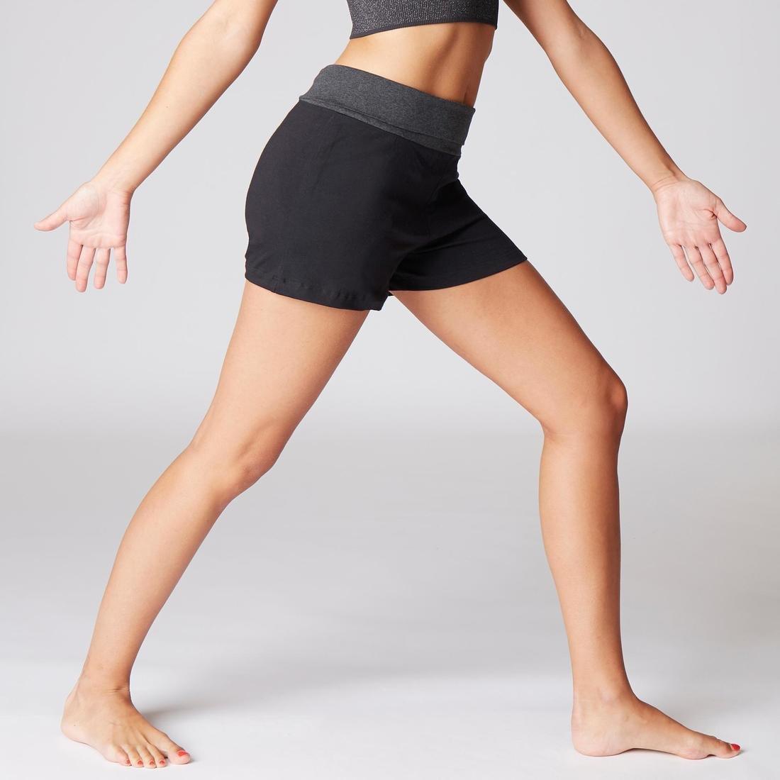 Womens Eco-Designed Gentle Yoga Shorts, Black, 5401_000, large image number 2