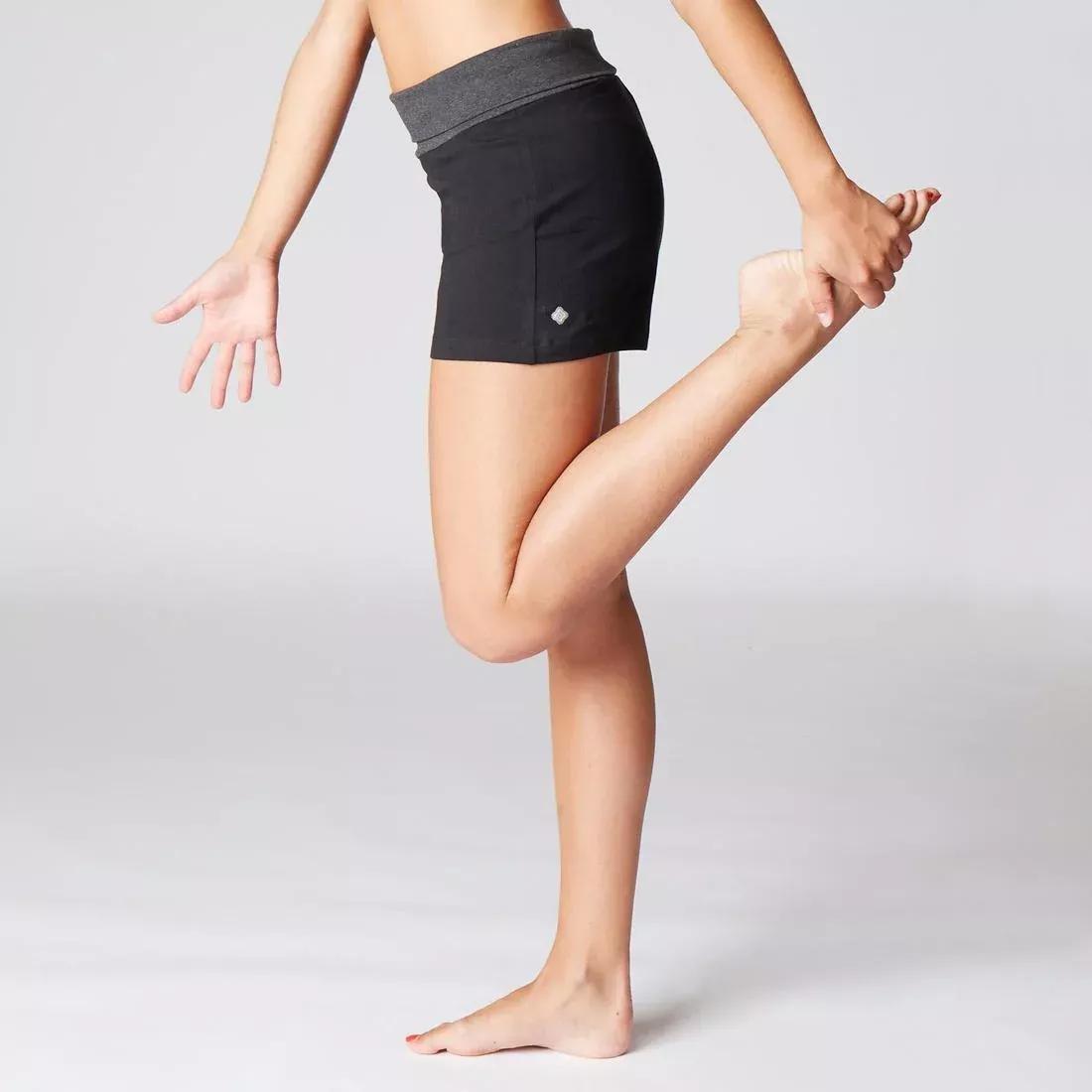 Women Cotton Yoga Shorts, Black, , large image number 12