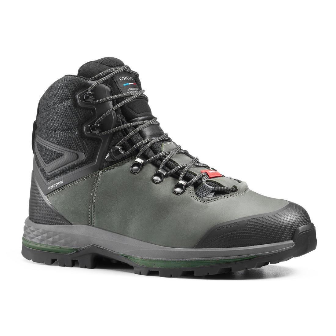 ASH KHAKI GREEN MEN'S WATERPROOF LEATHER HIGH TREKKING BOOTS - MT100 WIDE, No Color, large image number 0