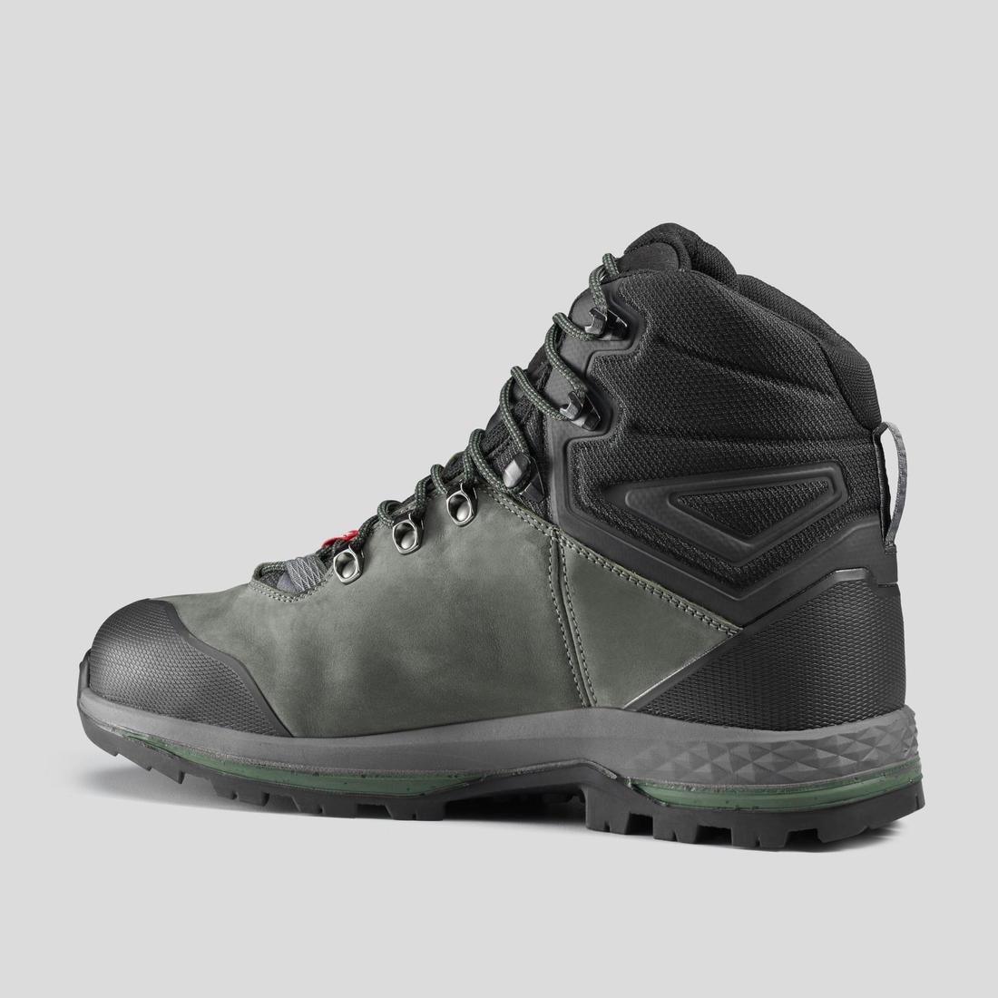 ASH KHAKI GREEN MEN'S WATERPROOF LEATHER HIGH TREKKING BOOTS - MT100 WIDE, No Color, large image number 2