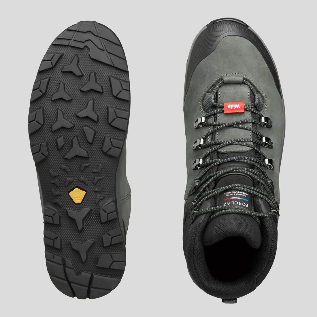 Men Waterproof Leather High Trekking Boots - Mt100 Wide, Khaki, No Color, large image number 3