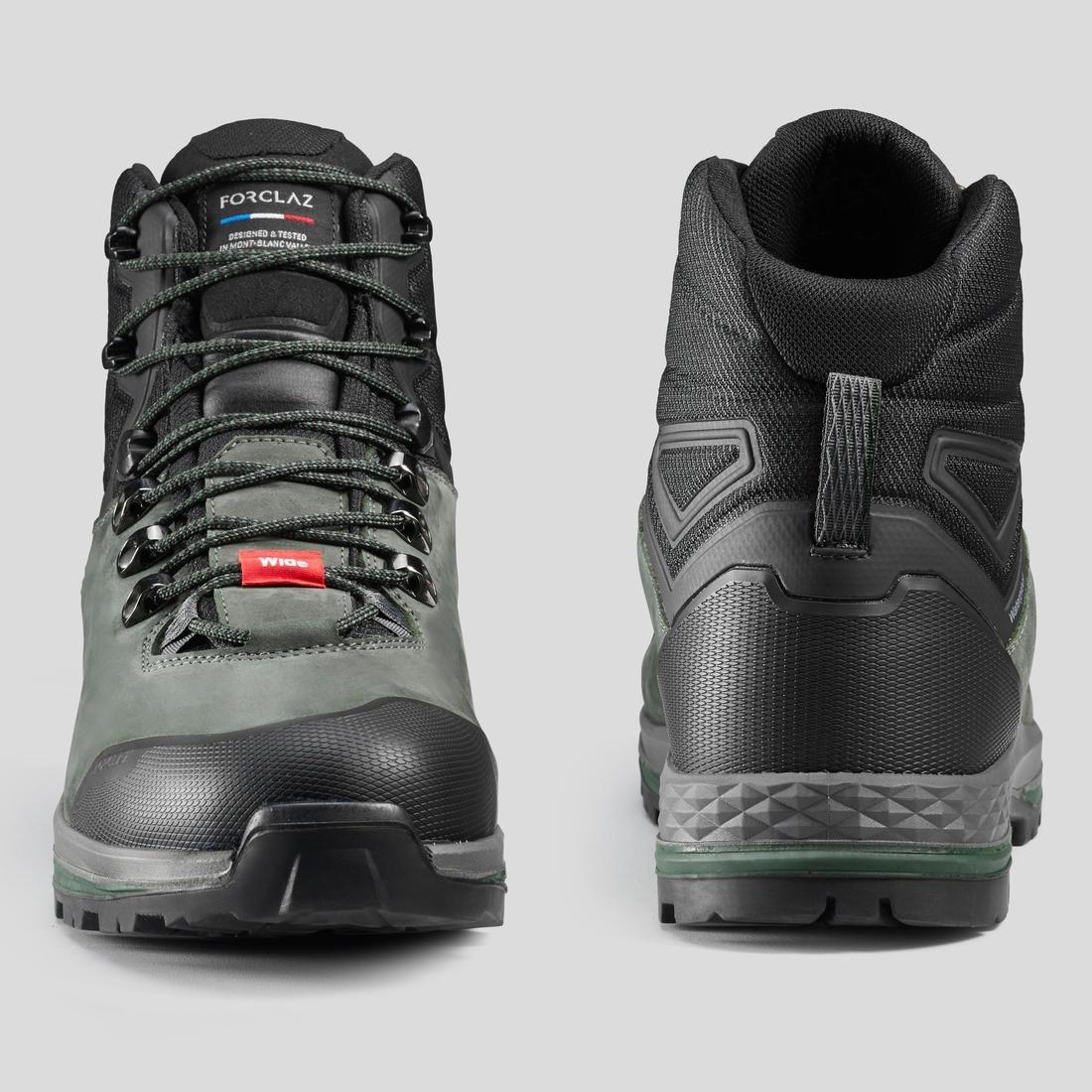 ASH KHAKI GREEN MEN'S WATERPROOF LEATHER HIGH TREKKING BOOTS - MT100 WIDE, No Color, large image number 4
