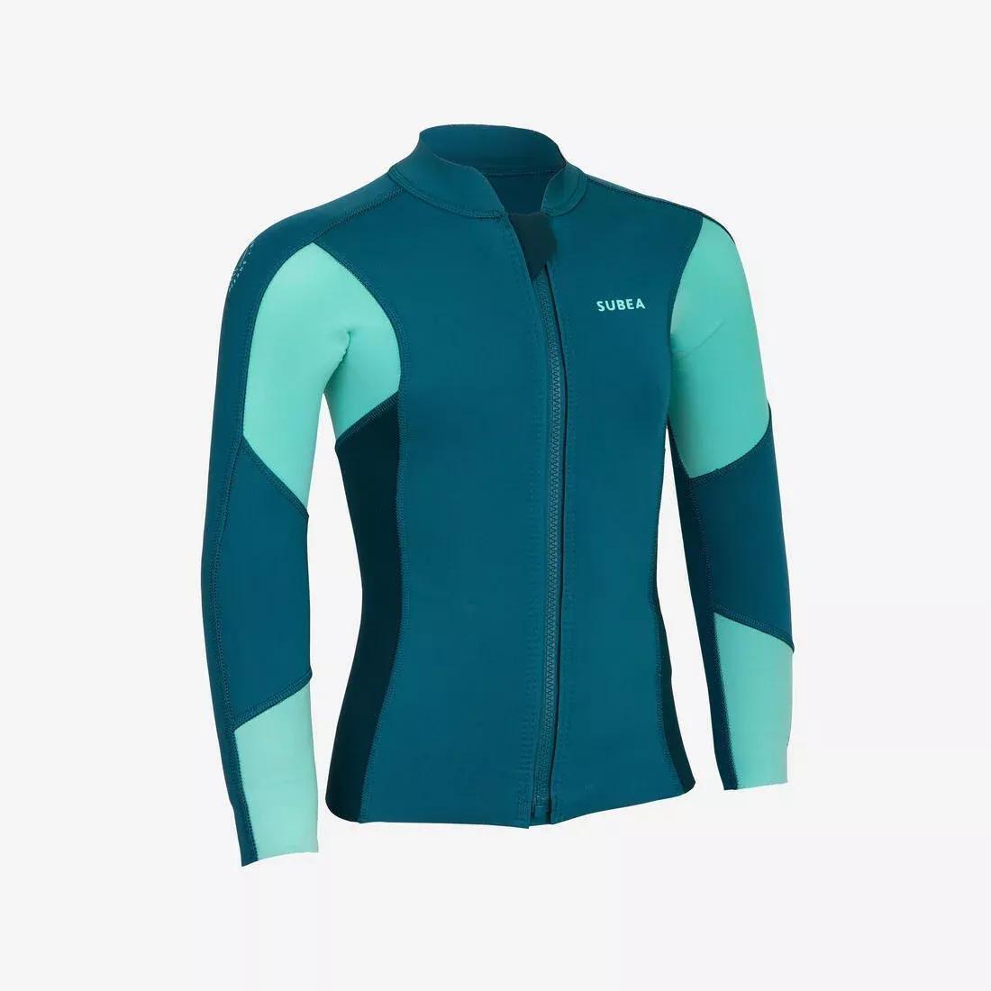Kids Unisex Top Anti-Uv Long-Sleeved - 1.5mm Neoprene, Teal, 5401_000, large image number 0