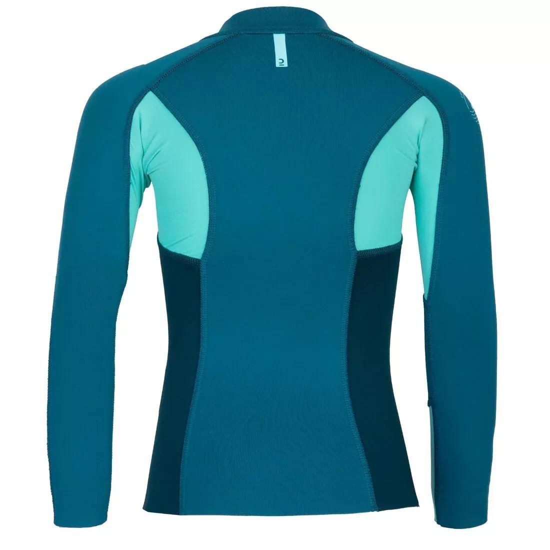 Kids Unisex Top Anti-Uv Long-Sleeved - 1.5mm Neoprene, Teal, No Color, large image number 3