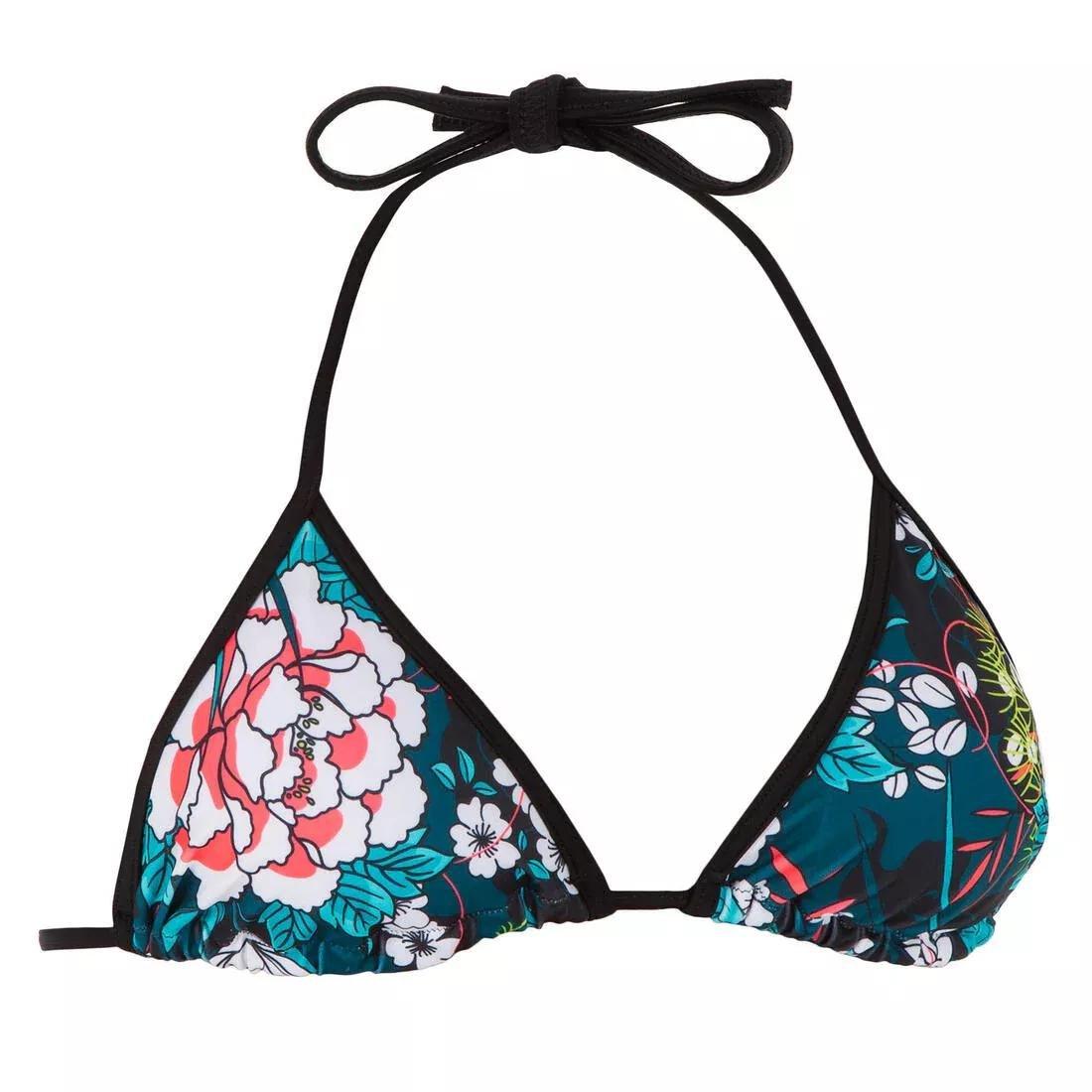 BLACK WOMEN'S SLIDING TRIANGLE SWIMSUIT TOP WITH  REMOVABLE PADDED CUPS MAE VILA, , large image number 1