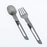 Foldable Stainless Steel Camping Fork and Spoon, Grey