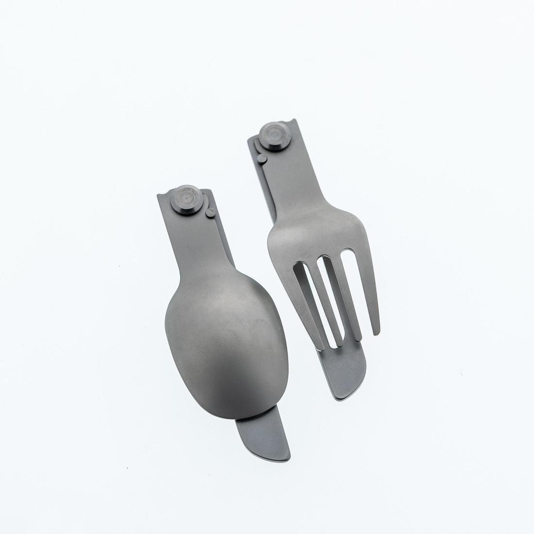 Foldable Stainless Steel Camping Fork and Spoon, Grey, No Color, large image number 1