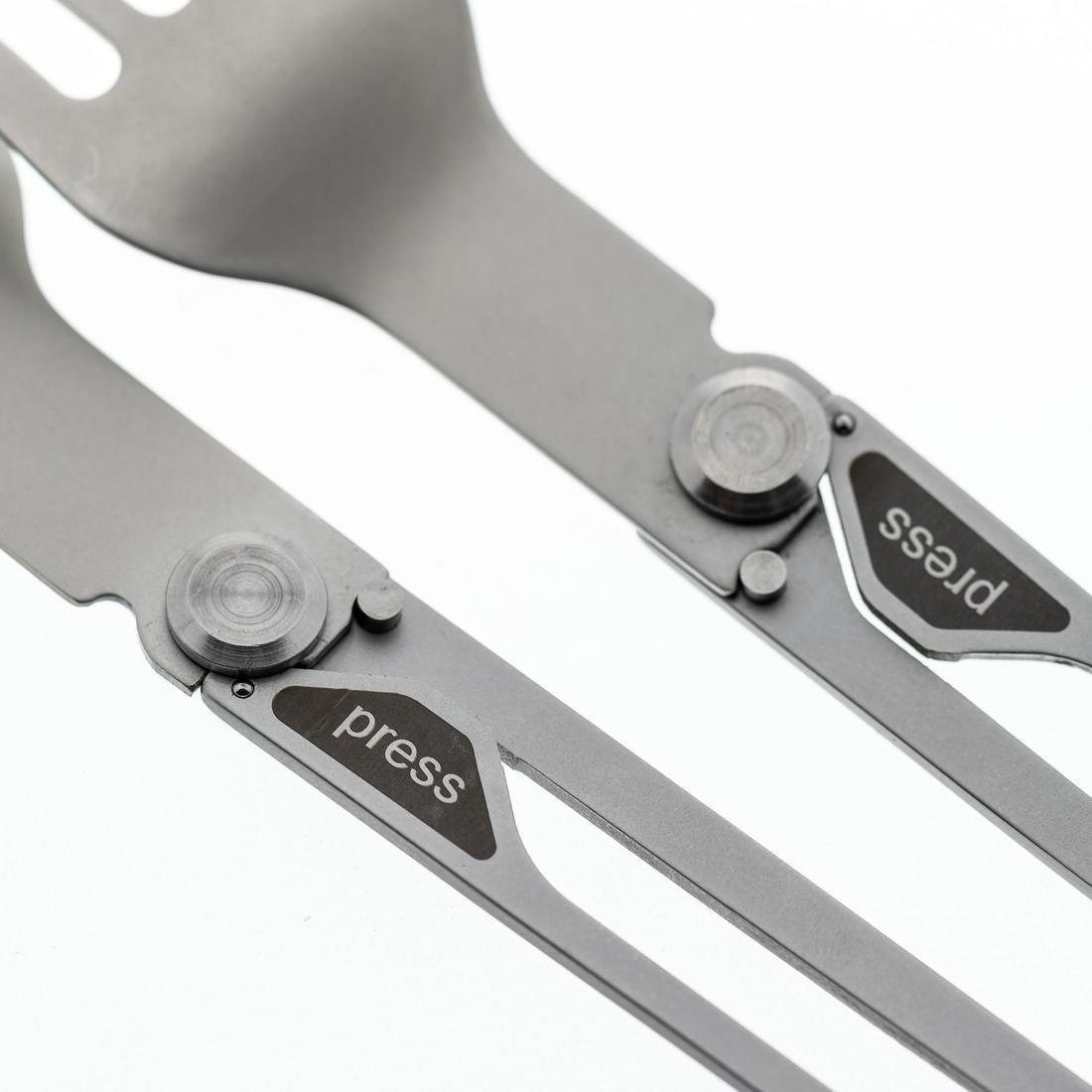 Foldable Stainless Steel Camping Fork and Spoon, Grey, No Color, large image number 3