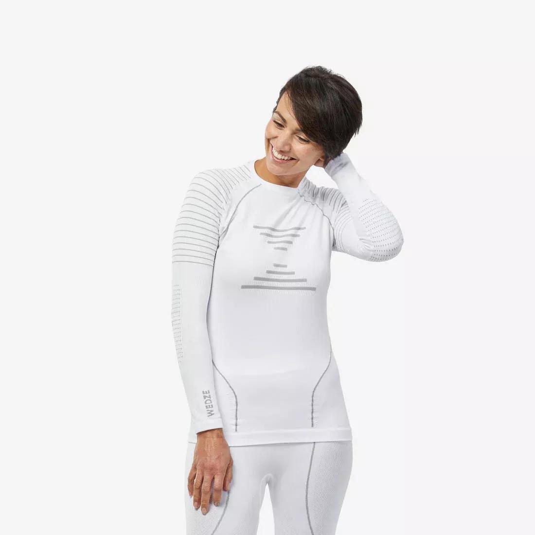 ULTRA WHITE Women's Warm, Comfortable Seamless Thermal Skiing Base Layer Top BL900 - White, , medium