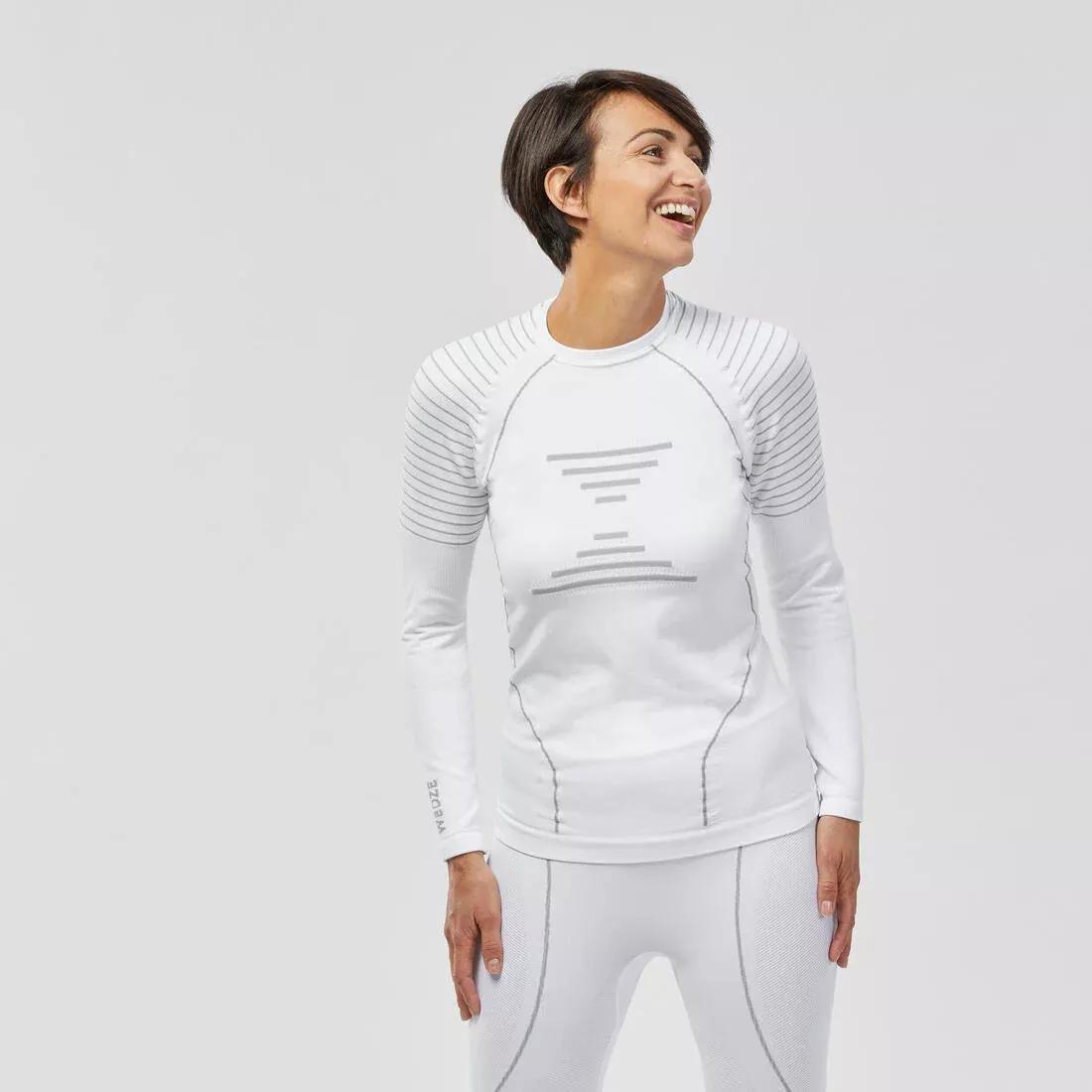 ULTRA WHITE Women's Warm, Comfortable Seamless Thermal Skiing Base Layer Top BL900 - White, No Color, large image number 2