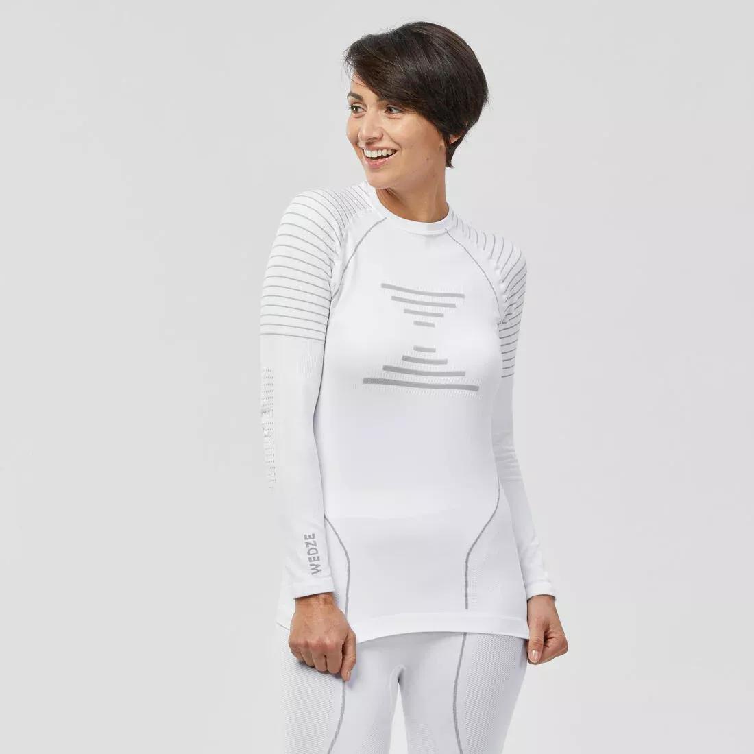 ULTRA WHITE Women's Warm, Comfortable Seamless Thermal Skiing Base Layer Top BL900 - White, No Color, large image number 3