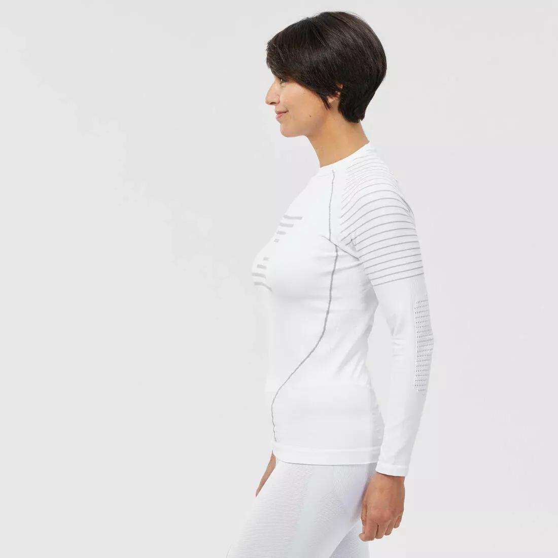 ULTRA WHITE Women's Warm, Comfortable Seamless Thermal Skiing Base Layer Top BL900 - White, No Color, large image number 4