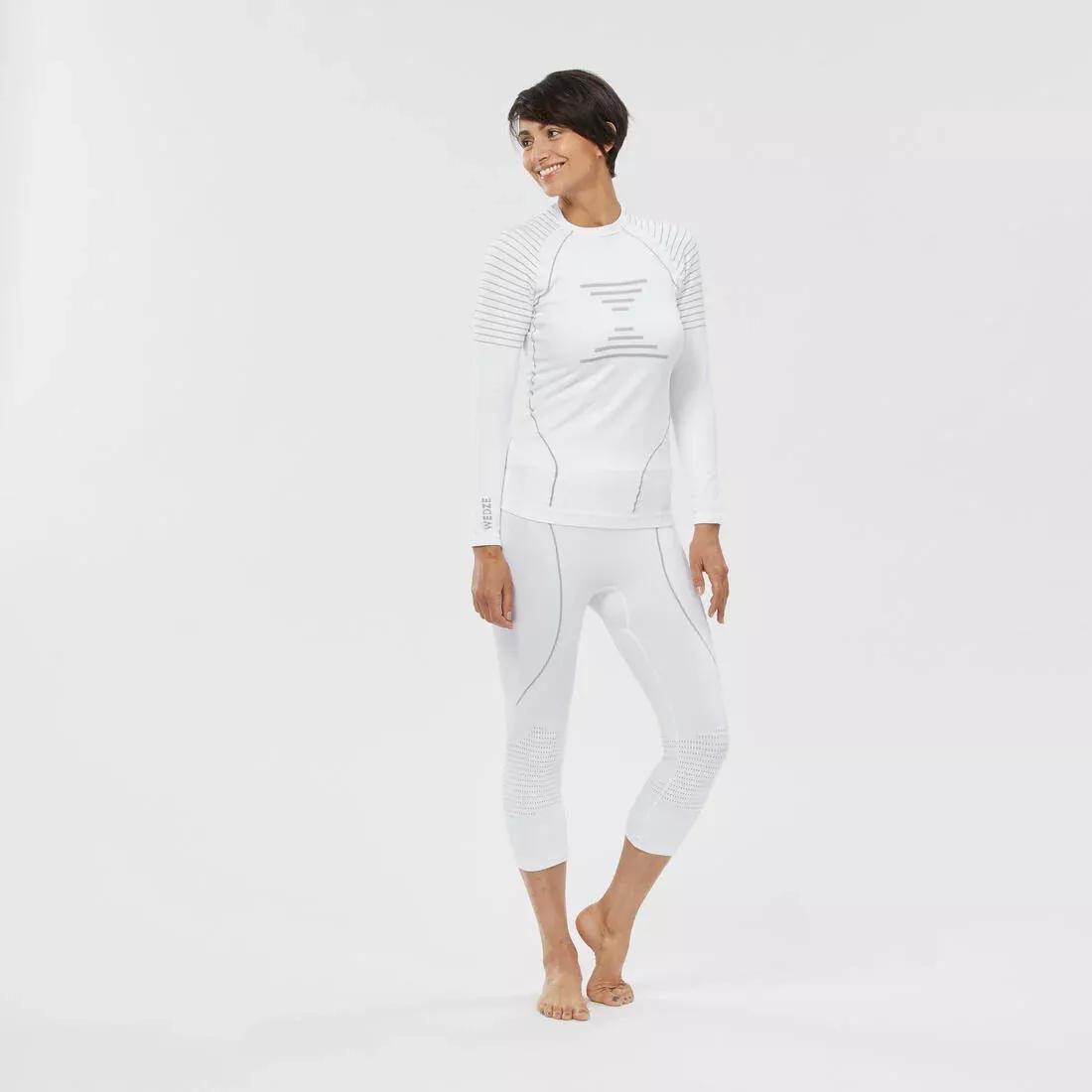 ULTRA WHITE Women's Warm, Comfortable Seamless Thermal Skiing Base Layer Top BL900 - White, No Color, large image number 9